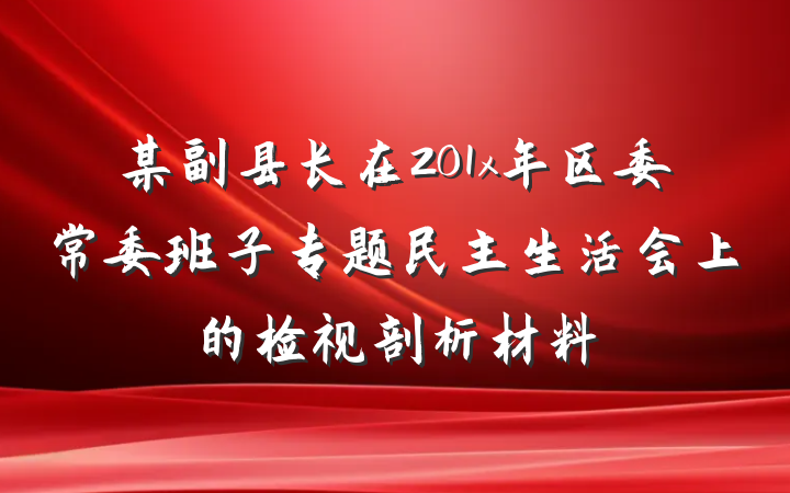 某副县长在201x年区委常委班子专题民主生活会上的检视剖析材料