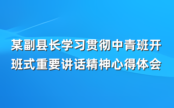 某副县长学习贯彻中青班开班式重要讲话精神心得体会