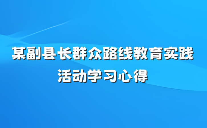 某副县长群众路线教育实践活动学习心得