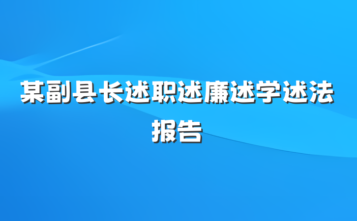 某副县长述职述廉述学述法报告