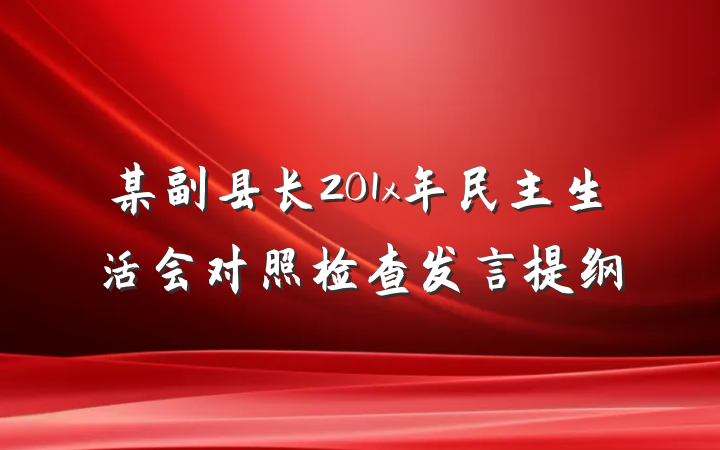 某副县长201x年民主生活会对照检查发言提纲