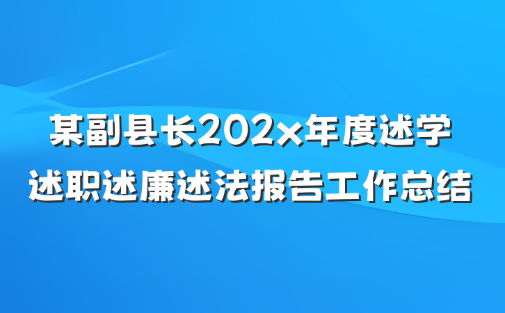 某副县长202x年度述学述职述廉述法报告工作总结