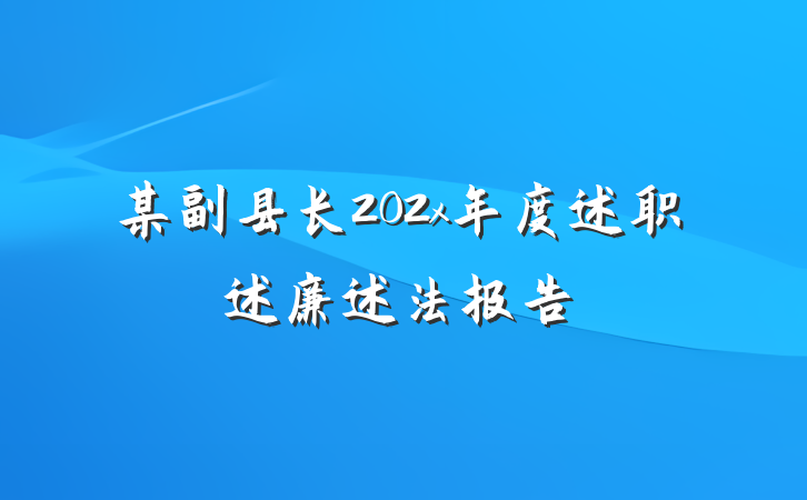 某副县长202x年度述职述廉述法报告
