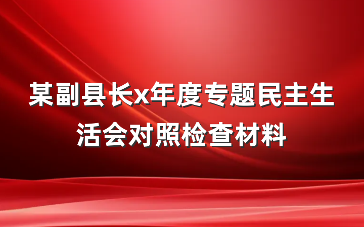 某副县长x年度专题民主生活会对照检查材料