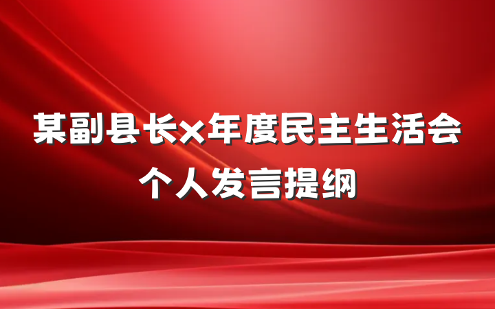 某副县长x年度民主生活会个人发言提纲