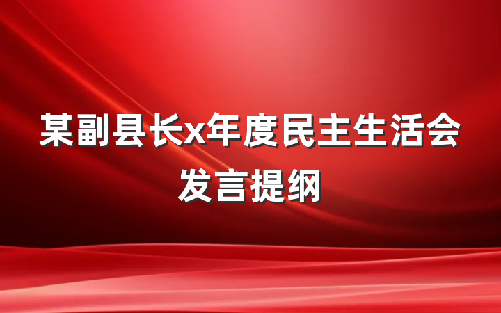 某副县长x年度民主生活会发言提纲