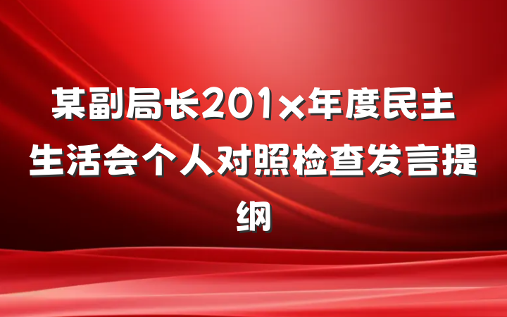 某副局长201x年度民主生活会个人对照检查发言提纲