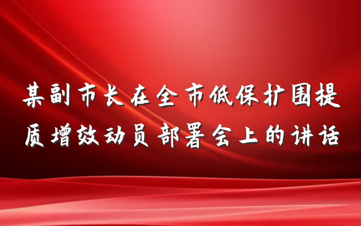 某副市长在全市低保扩围提质增效动员部署会上的讲话