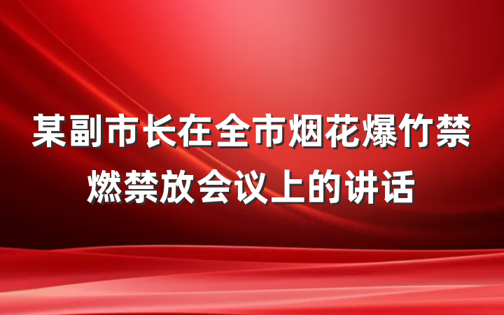 某副市长在全市烟花爆竹禁燃禁放会议上的讲话