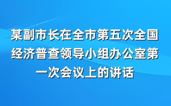 某副市长在全市第五次全国经济普查领导小组办公室第一次会议上的讲话