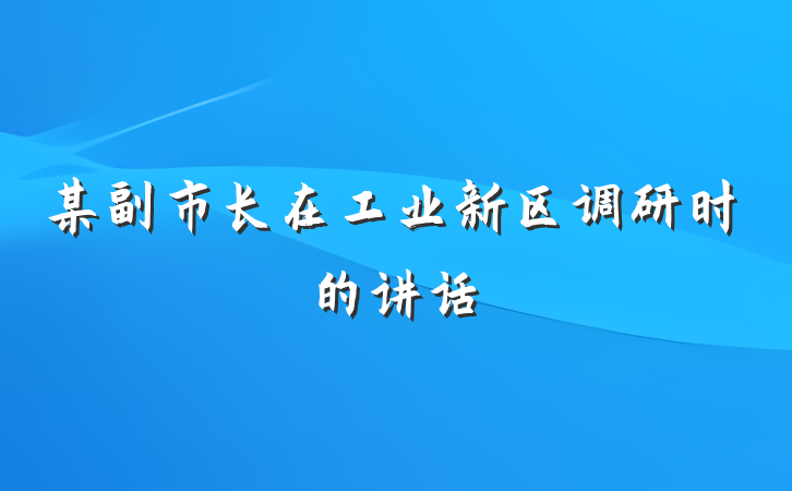 某副市长在工业新区调研时的讲话