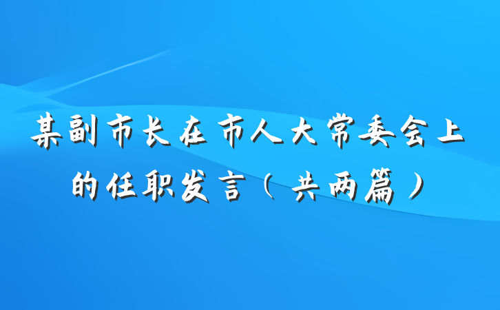 某副市长在市人大常委会上的任职发言（共两篇）
