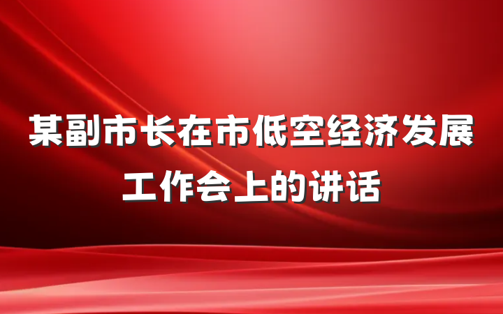 某副市长在市低空经济发展工作会上的讲话