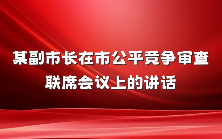 某副市长在市公平竞争审查联席会议上的讲话