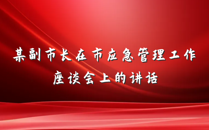 某副市长在市应急管理工作座谈会上的讲话