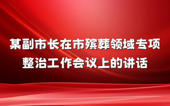 某副市长在市殡葬领域专项整治工作会议上的讲话