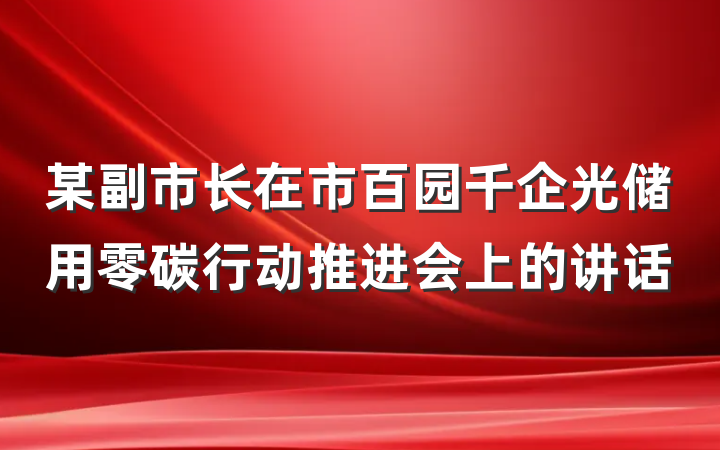 某副市长在市百园千企光储用零碳行动推进会上的讲话