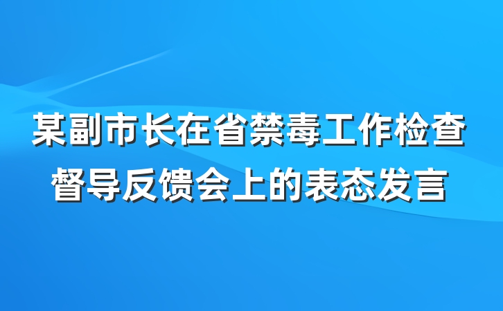 某副市长在省禁毒工作检查督导反馈会上的表态发言