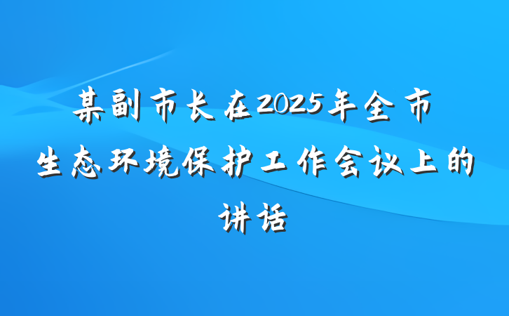 某副市长在2025年全市生态环境保护工作会议上的讲话