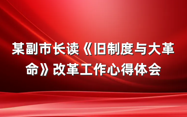 某副市长读《旧制度与大革命》改革工作心得体会