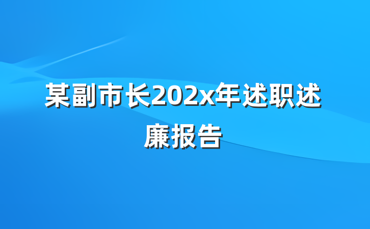 某副市长202x年述职述廉报告