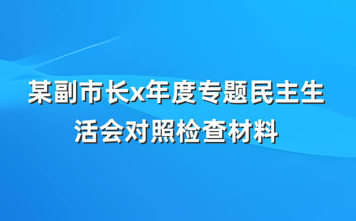 某副市长x年度专题民主生活会对照检查材料