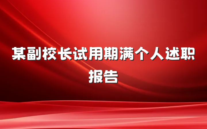 某副校长试用期满个人述职报告