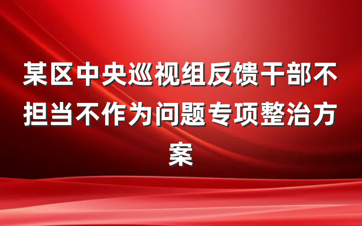 某区中央巡视组反馈干部不担当不作为问题专项整治方案