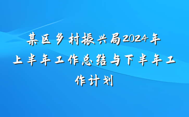 某区乡村振兴局2024年上半年工作总结与下半年工作计划