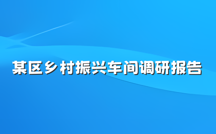 某区乡村振兴车间调研报告