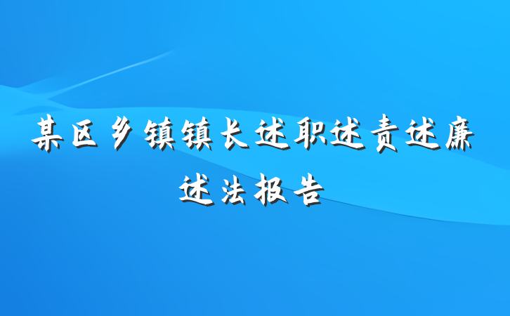 某区乡镇镇长述职述责述廉述法报告