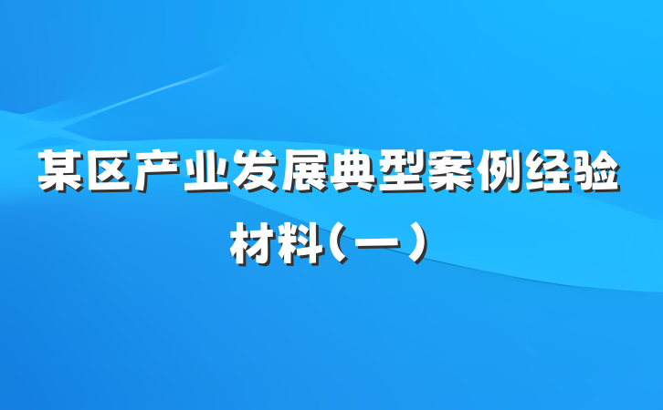 某区产业发展典型案例经验材料（一）