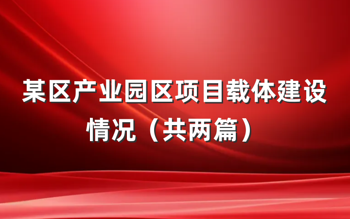 某区产业园区项目载体建设情况（共两篇）