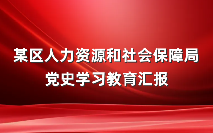 某区人力资源和社会保障局党史学习教育汇报