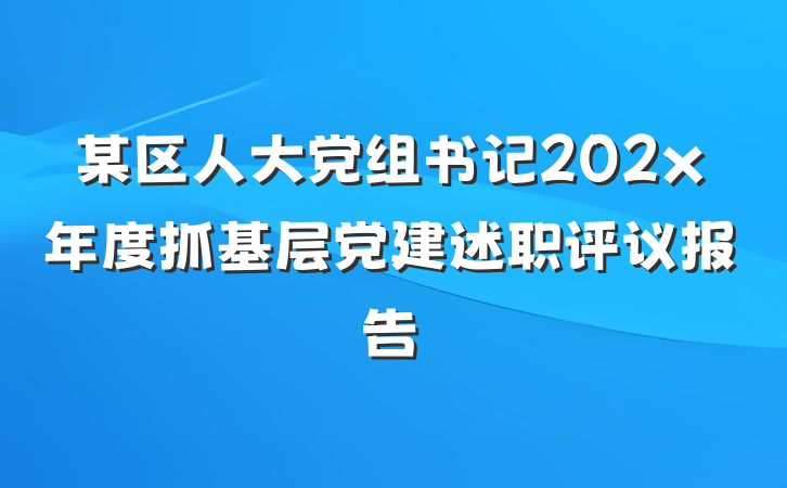 某区人大党组书记202x年度抓基层党建述职评议报告