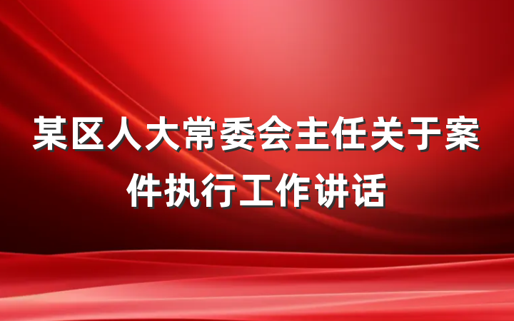 某区人大常委会主任关于案件执行工作讲话