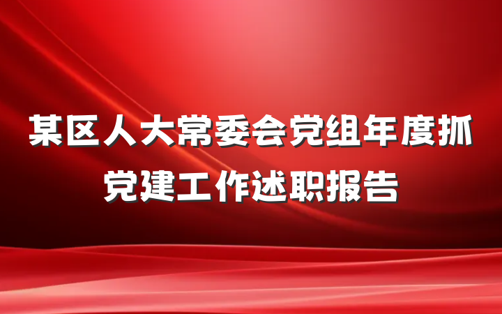 某区人大常委会党组年度抓党建工作述职报告