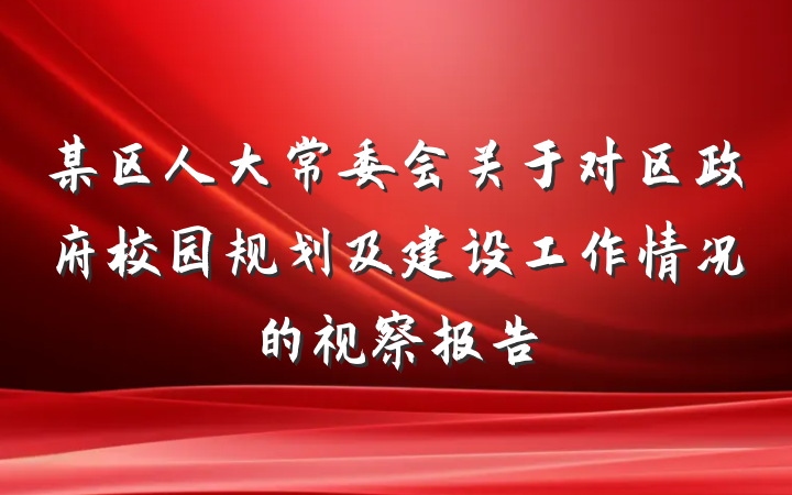 某区人大常委会关于对区政府校园规划及建设工作情况的视察报告