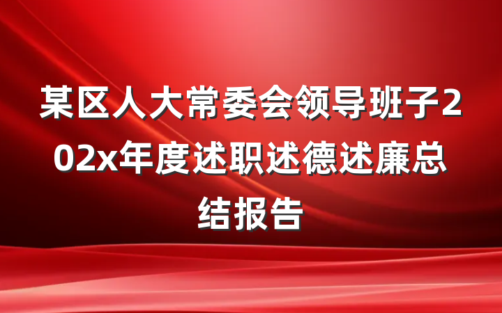 某区人大常委会领导班子202x年度述职述德述廉总结报告