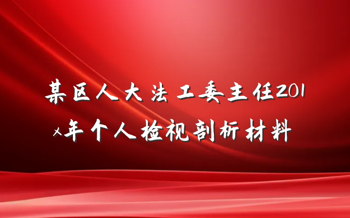 某区人大法工委主任201x年个人检视剖析材料