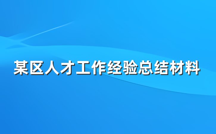 某区人才工作经验总结材料