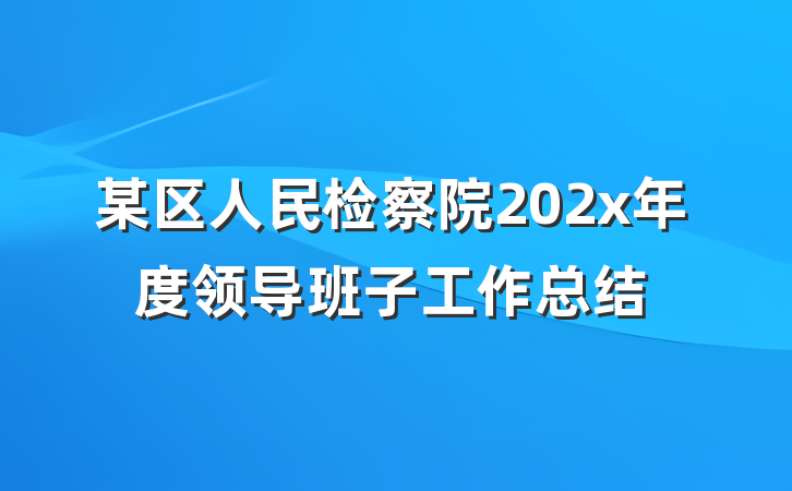 某区人民检察院202x年度领导班子工作总结