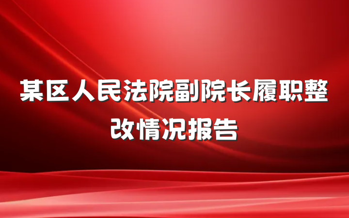 某区人民法院副院长履职整改情况报告