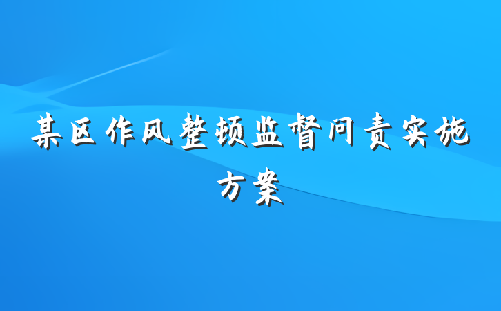 某区作风整顿监督问责实施方案