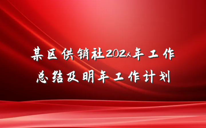某区供销社202x年工作总结及明年工作计划