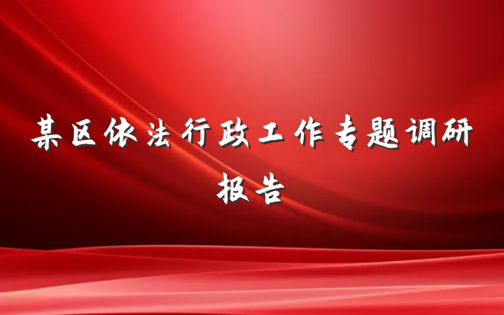 某区依法行政工作专题调研报告