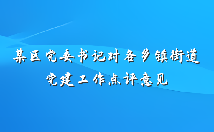 某区党委书记对各乡镇街道党建工作点评意见