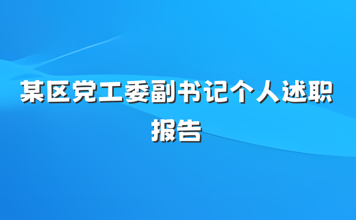 某区党工委副书记个人述职报告