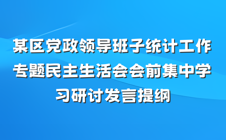 某区党政领导班子统计工作专题民主生活会会前集中学习研讨发言提纲