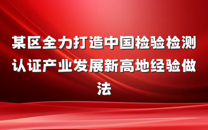 某区全力打造中国检验检测认证产业发展新高地经验做法